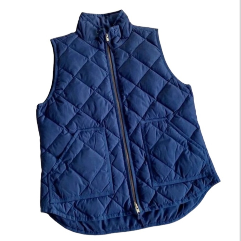 J Crew Womens Navy Blue Quilted Gold Double Zipper NWOT